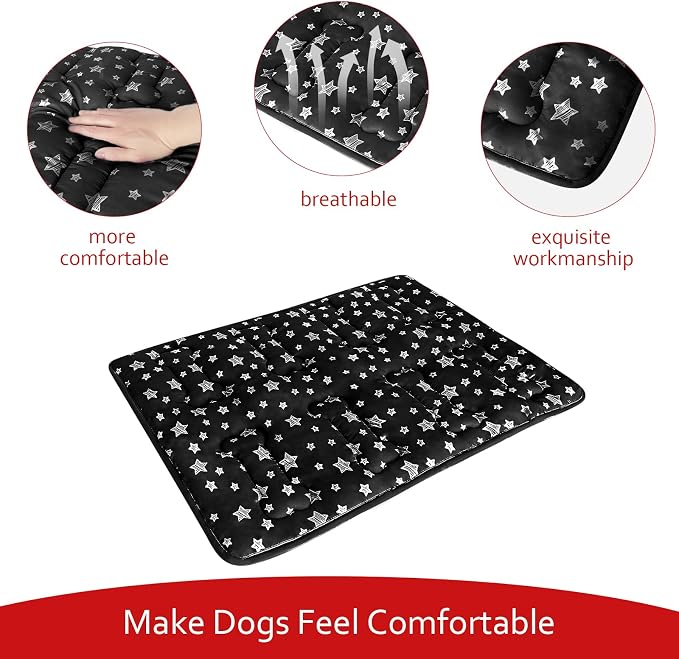 Dog Crate Mat (36" X 23"), Soft Dog Bed Pad Mat with Cute Prints | Personalized Crate Pad, Anti-Slip Bottom, Machine Washable Kennel Pad