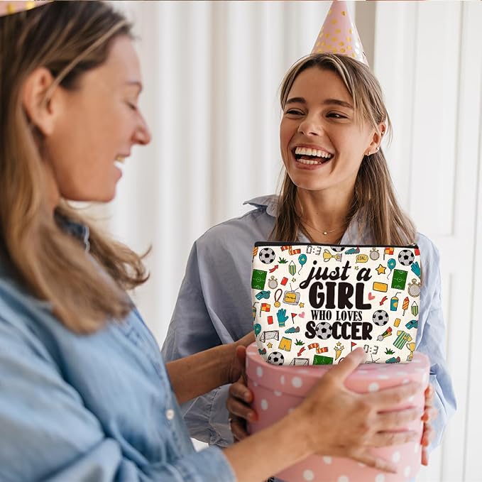 Soccer Gifts for Girls Soccer Makeup Bag Gifts for Women Cosmetic Bag | Girls Birthday Friendship Her Players Fans Team Lovers Sister Daughter Teacher Best Friends Coworkers Gift