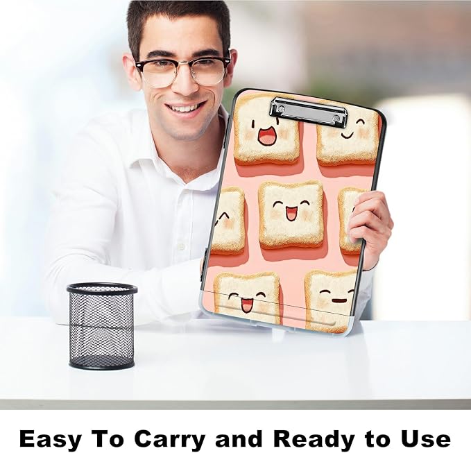 A4 Clipboard with Storage Pen Holder, Clipboards Organizer Nursing Clipboard Foldable File Folder Plastic Clipboard Folio Clip Board for Office Work Classroom Doctor, Pink Sandwich