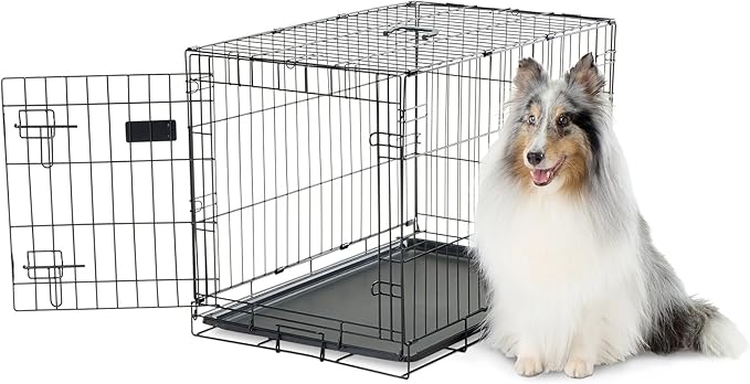 Carlson Pet Products Single Door Metal Dog Crate, Medium 30" Dog Crate for Medium Dogs & Puppies, Foldable Collapsible Dog Kennel with Removable Tray, Portable Wire Dog Cage for Training & Travel