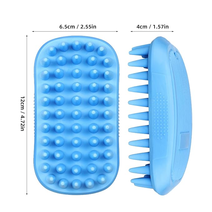 Blue Pet Bath Brush | Dog Shampoo Brush for Bathing | Silicone Dog Scrubber with Ergonomic Design for Grooming and Massaging | Gentle Pet Washing Tool for Cats and Dogs