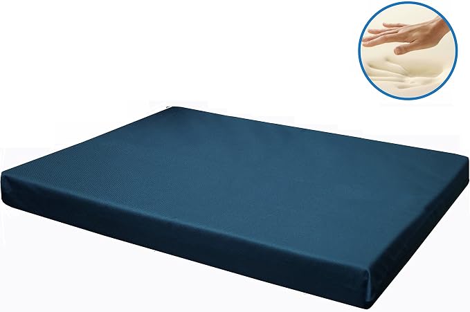 Dogbed4less Memory Foam Platform Dog Bed, Crate Mattress for Orthopedic Joint Relief with Waterproof Removable Cover Medium Large 34X27X3 Pacific Blue