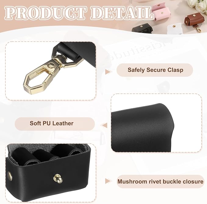 uxcell Dog Ring Bearer, Leather Wedding Pet Ring Pillow Jewelry Holder with Clasp Buckle Closure Portable Storage Organizer Mushroom Rivet Pouch for Wedding Engagement, Black