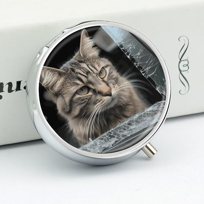Pill Box Portable Pet Smashes Glass in Car Pill Case Cute Pill Organizer for Vitamins Supplements