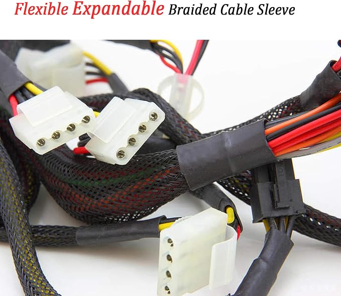 PET Expandable Braided Cable Sleeve Black 1/2 Inch x 100 FT
