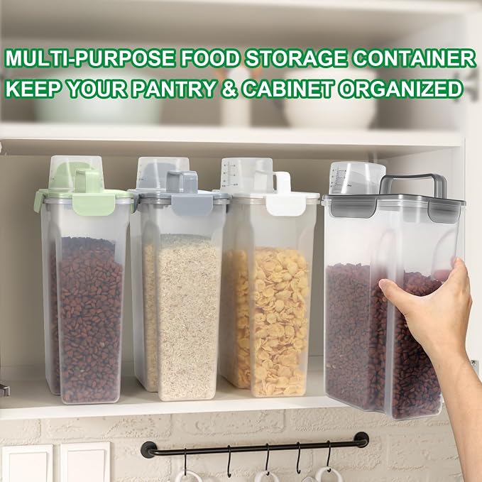 TBMax 5 Lbs Cat Dog Food Storage Container, Secondary Pet Food Storage Container Beyond a Large Dog Food Bin for Daily Use, Easy-Pouring Bird Seed Dispenser, Travel Kibble Holder -Transparent Grey