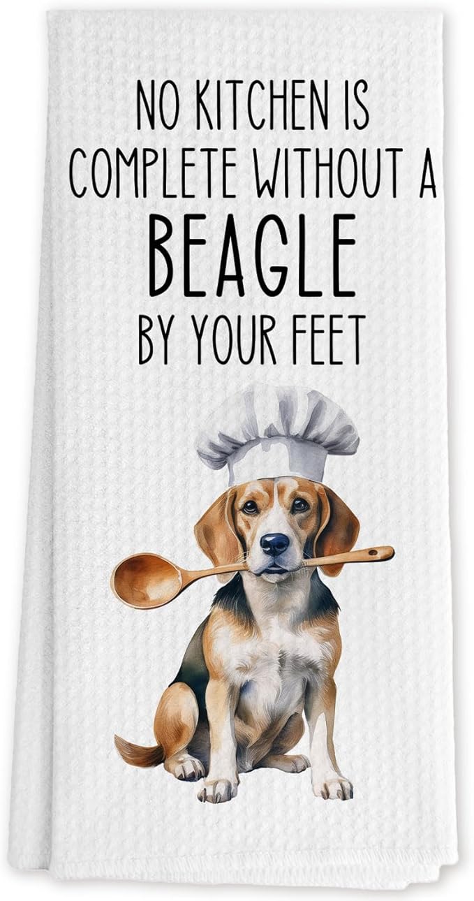 Funny Beagle Dog Kitchen Towels, Beagle Gifts for Women Men Dish Tea Towels for Kitchen Decor, Dog Lover Mom Gifts Decorative Hand Towels, 16x24 Inch