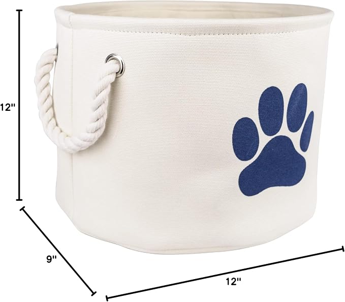 Bone Dry Pet Storage Collection Collapsible Bin, Small Round, Off-White