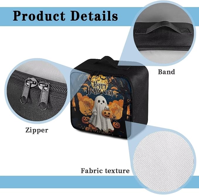 Halloween First Aid Kit Bag Ghost Pumpkin Empty First Aid Bag Medical Bag Empty Large Capacity for Home Office and Travel Use Lightweight Washable Soft Fabric