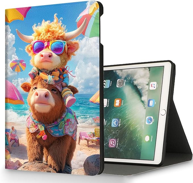 for Microsoft Surface Go 4/3/2/1-10.5" 2021 Tablet Case,Auto Wake/Sleep,Adjustable Stand Protective Cover - Cartoon Cow