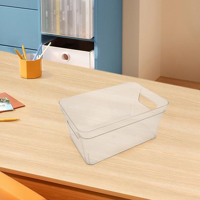 Healifty Pet Storage Box Organizer with Large Capacity and Portable Handle for Home and Office Use, Multi-purpose Plastic Stationery and Toiletry Storage Container