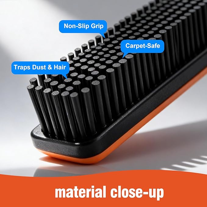 CLEANHOME Rubber Broom for Pet Hair on Carpet & Stairs, Adjustable Long Handle Rubber Broom & Squeegee, Pet Hair Remover Tool for Hardwood Tile Floors, Dog Cat Hair Broom