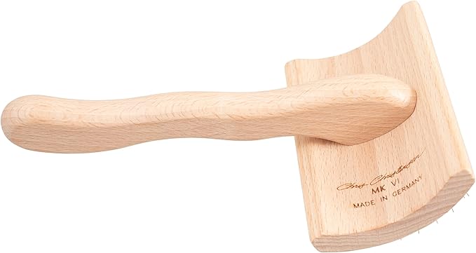 Chris Christensen Mark VI Curved Back Slicker Brush for Dogs, 12mm Pins, Groom Like a Pro, Handcrafted Lightweight Beechwood Ergonomic Handle, Stainless Steel Pins, A5VI, Medium. Made in Germany.