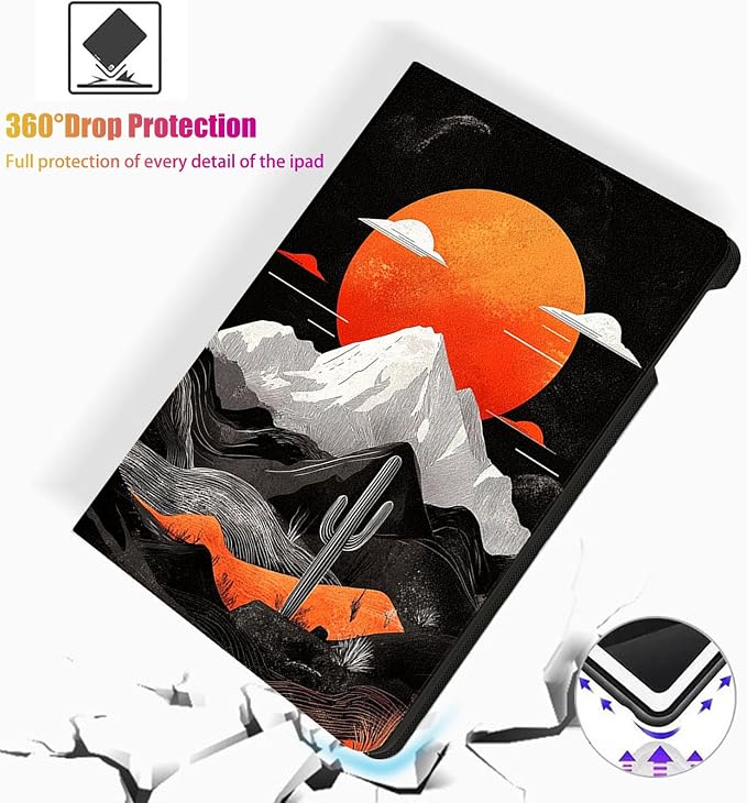 for Microsoft Surface Pro 11/10/9-13" 2024/2022 Tablet Case,Auto Wake/Sleep,Adjustable Stand Protective Cover - Sunset Mountain Art