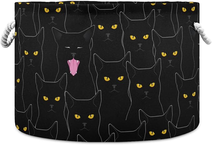 DOMIKING Large Storage Basket for Toys Cute Black Cats Print Storage Bin Box Laundry Basket for Nursery Room Home Decor, Pet Toy, Blankets