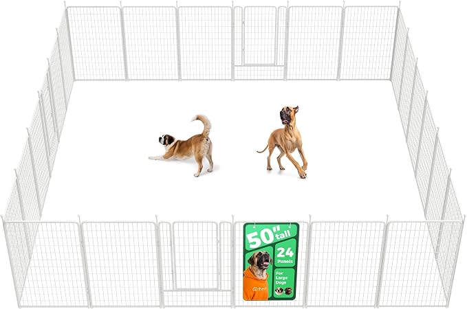 FXW Rollick Dog Playpen, Indoor, Yard & RV Camping, 50"H, 24 Panels | Easy setup, Heavy-duty, DIY layouts, for Ultra Large Dogs, Patented