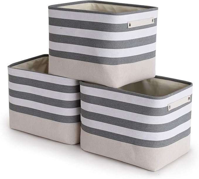 Extra Large Cube Storage Bins Baskets for Organizing, Sturdy Fabric Storage Basket Cube W/Handles, Decorative Foldable Storage Baskets for Shelves Closet Nursery Toy (3 Pack 16×12×12inch)