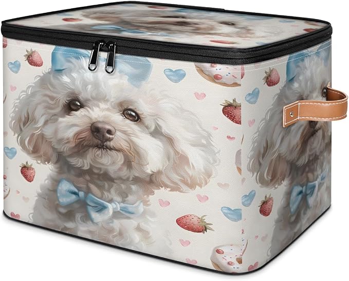 Cute Dog Storage Box with Zipper Lid