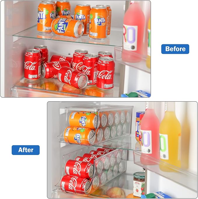 Puricon 2 Pack Soda Can Organizer Dispenser for Refrigerator Fridge