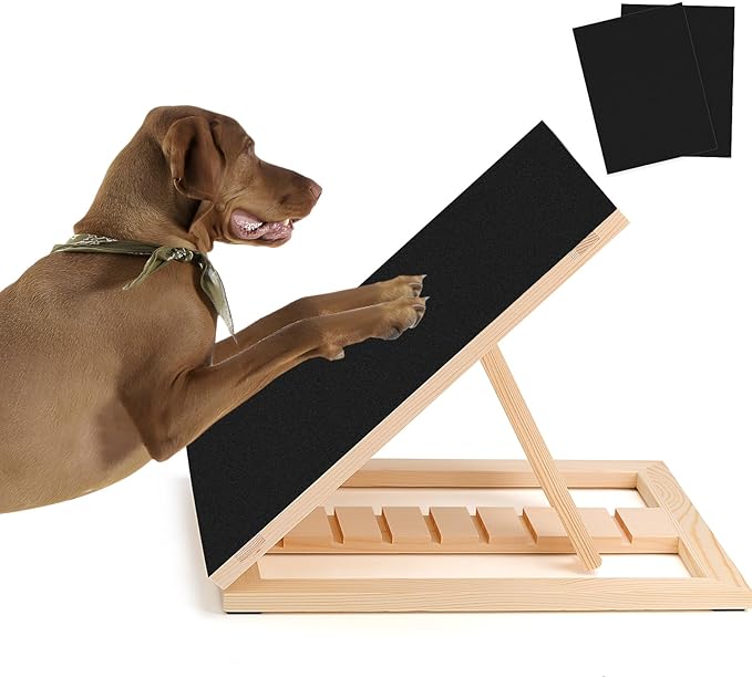Dog Nail Scratch Pad with Sandpaper Filing Replacement Sandpapers Included and Non-Slip Pad, Scratch Board Trimming Tool Alternative to Dog Nail Clippers and Grinders (Without Treat Box)