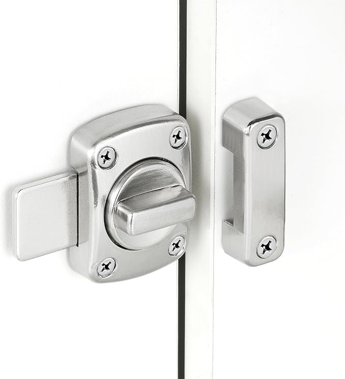 Silvery Rotate Bolt Gate Latches,Zinc Alloy Rotary Switch Cabinet Lock | Slide Bolt Latches Lock,Pet Door Lock, for Drawer,Storage Box,Cabinets,Locker, Closet,Pet Cage,Wine Cabinet,Protect Privacy
