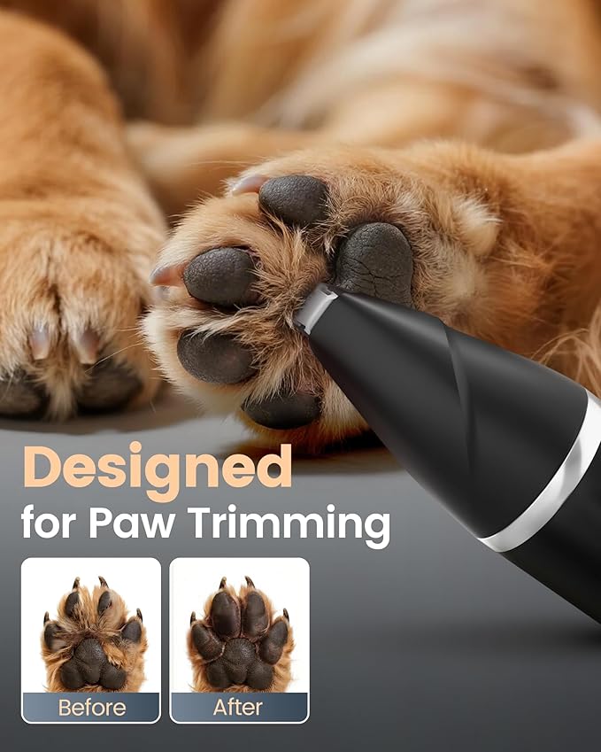 PAPMINI 4 in 1 Dog Grooming Kit for Thick Hair, 2000mAh Heavy Duty Dog Clippers for Grooming, 2-Speed Low Noise Paw Trimmer with Nail Grinder for Body, Paws, Nail, Face, Ears, Legs