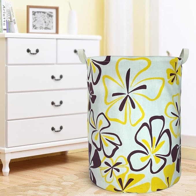Merdes 19.7’’ Waterproof Foldable Laundry Hamper, Dirty Clothes Laundry Basket, Linen Bin Storage Organizer for Toy Collection (Flower)