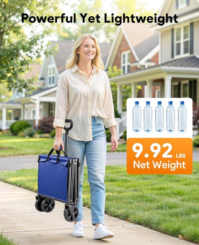 Collapsible Wagon Cart with Wheels, 220LBS for Grocery Shopping Camping | 110L Capacity Wagons Carts Foldable,220LBS Heavy Duty Wagon Carts, Lightweight Portable Utility Cart,All-Terrain Wheels