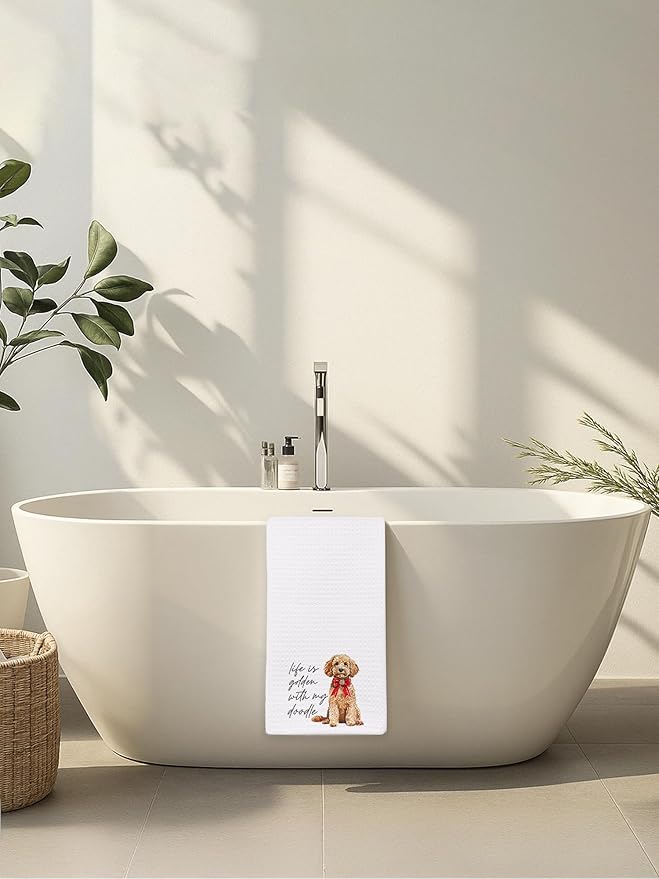 Goldendoodle Hand Towels for Bathroom - Golden Doodle Kitchen Dish Tea Towels, Goldendoodle Poodle Dog Mom Gifts for Women, Golden Doodle Gifts for Mothers Day/Christmas