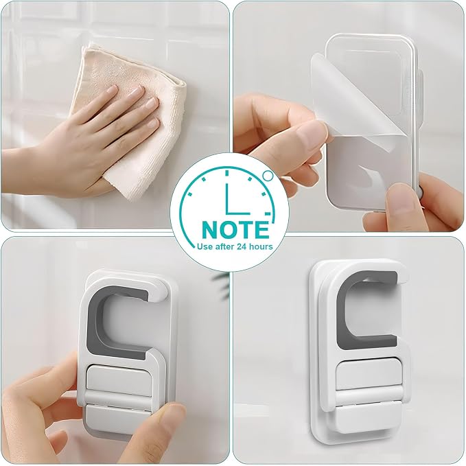 2 Pack Mop Broom Holder for Bathroom Kitchen Office (White)