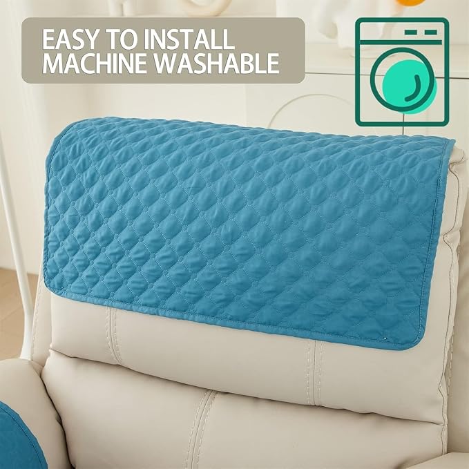 Armrest Covers Armchair Slipcover, Couch Arm Covers Recliner Covers with Storage Pockets Armrest Protector for Chair Sofa(Light Blue,3 Seat | 5 Piece Set)
