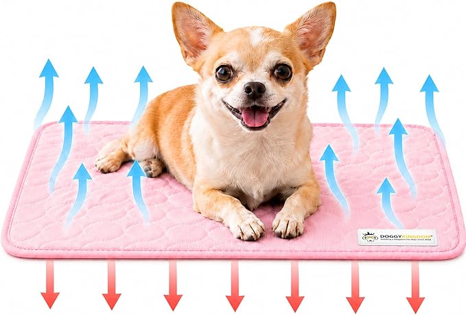 Doggykingdom Cooling Mat for Dogs – Ice Silk Self-Cooling Pet Pad for Dogs & Cats, Breathable Washable Cooling Pad for Crate, Kennel, Car & Floor, Summer Sleeping Mat, No Water Needed, Pink, X-Small