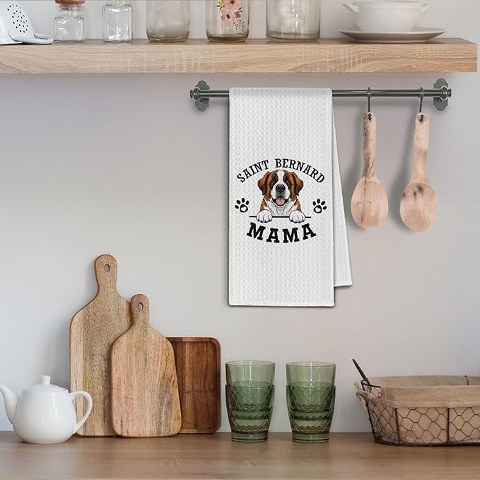 Saint Bernard Kitchen Towels, Dog Mama ST Saint Bernard Gifts for Women & Dogs Moms, Dog Lover Gifts Decorative Hand Towels for Bathroom, 16x24 Inch