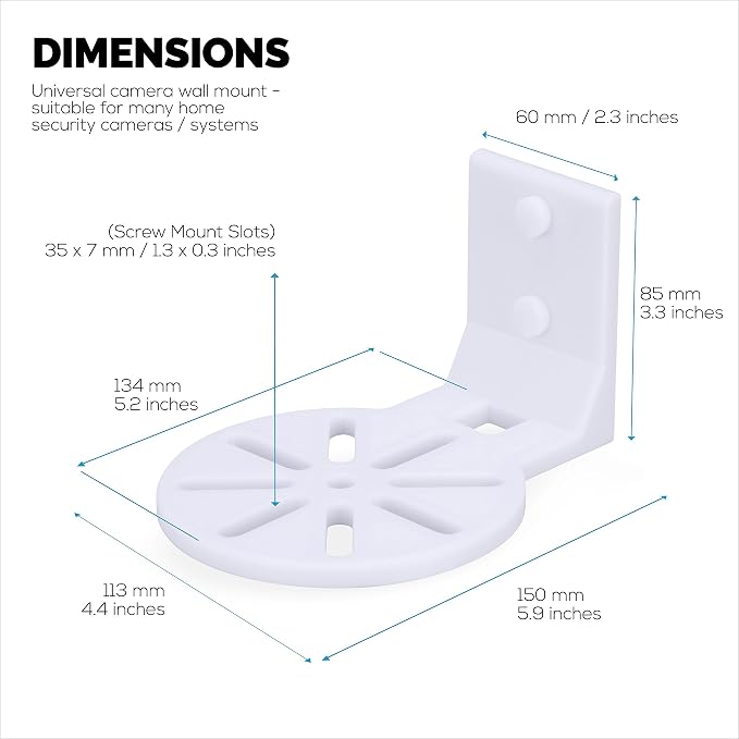Adhesive Baby Monitor & Security Camera Wall Mount Holder Shelf for Nanit Infant Optics, Vtech, Blink, TP Link, Kasa, Ring & More, Easy to Install Bracket, Reduce Blind Spots & Clutter (W06)
