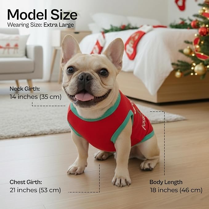 Parisian Pet Dog Tshirt - Embroidered “ Sorry Santa I Ate Your Cookies “ Dog Shirt - Lightweight Cotton Puppy Christmas Outfit - Sleeveless Christmas Pet Clothes - Shirts for Large Dogs - 2XL