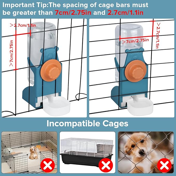Kenond 17 oz Pet Water Bottle,Guinea Pig No Drip Water Bowl for Cage,Hanging Automatic Gravity Water Dispenser for Small Animals Rabbit Hedgehog Chinchilla Bunny Bird Canary Budgies