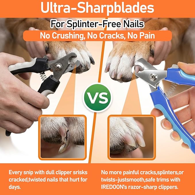 MAQUITA 6 Pcs Dog Nail Clippers and Trimmers with Nail File, Ultra-Sharp Stainless Steel Blades Pet Grooming Nails Clippers for Small Medium-Large Breeds Professional Grooming Tool