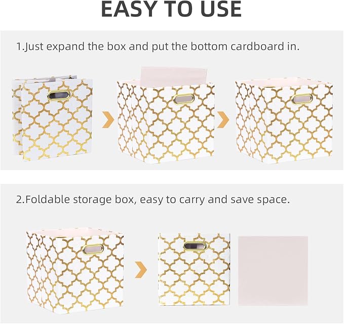 13x13x13 Storage Cube Bins, Collapsible Storage Bins Fabric Storage Cubes Organizer Baskets Box Drawers for Shelves, Closet, Wardrobe, Bookshelf, Cabinet, 3 Pack, White, AG40001-02