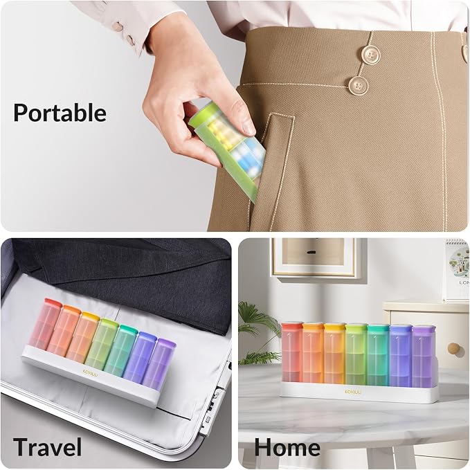 KOVIUU Weekly Pill Organizer 3X a Day, Large Daily 7-Day Pill Box, White | Detachable Pill Case with 3 Compartments | Travel Pill Container Holder for Vitamins, Supplements, Medications | BPA-Free