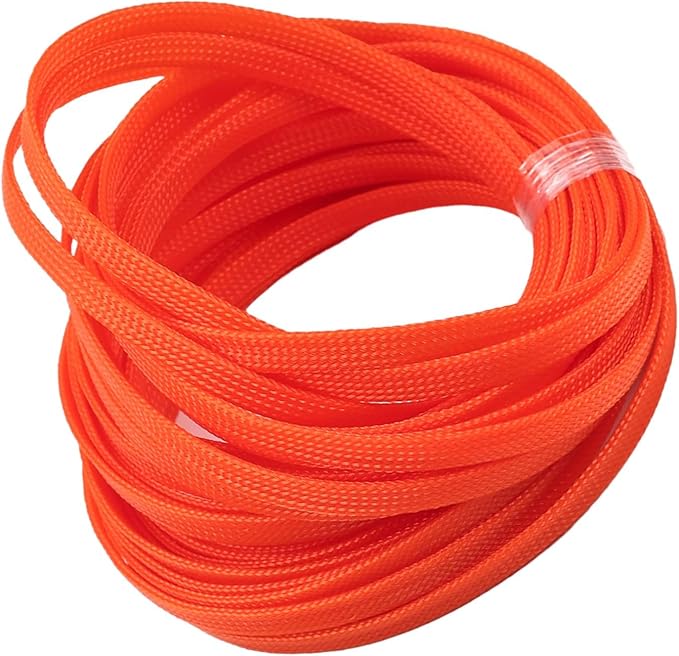 33ft PET Expandable Braid Cable Sleeving, 1/2" Cable Cord Management Sleeve | Orange Wire Loom Tubing Cable Sleeve for TV, Computer, Home Theater, USB Cable, Power Cord Audio Video Cable