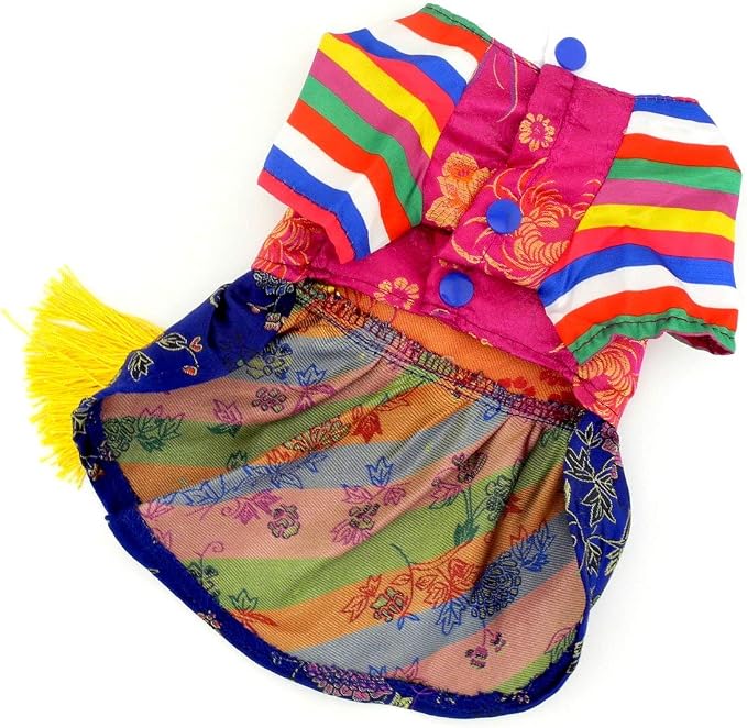 Embroidered Hanbok for Small Dogs, Girl, M | Silky Fabric, Embroidered Norigae, Birthdays, Festivals, Chihuahua, Yorkie, Small Breed, Korean Traditional Pet Costume