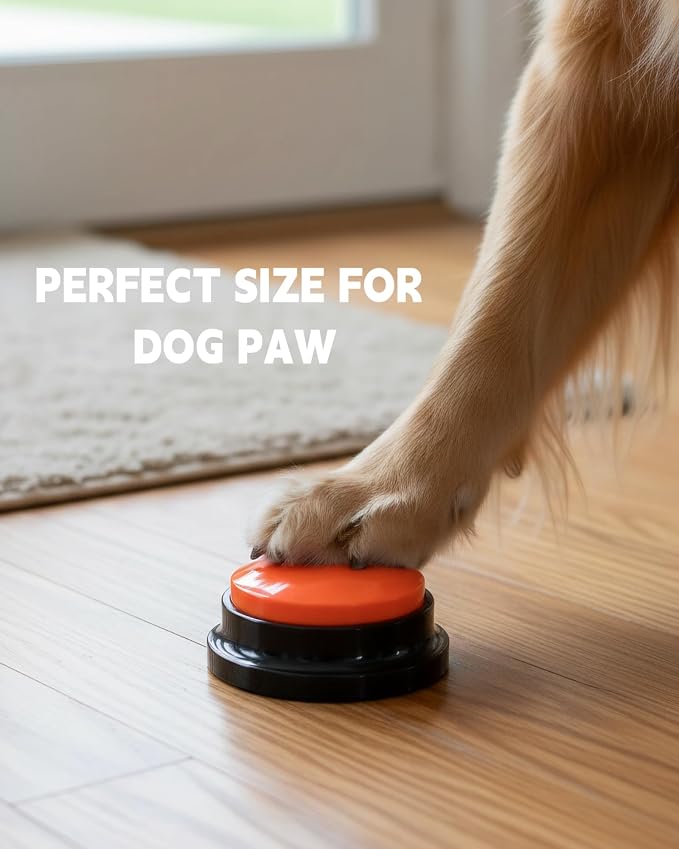 Dog Talk Buttons Voice Recording Button for Communication and Pet Training 30-Second Record & Playback Talking Button for Study, Office, Family, and Kids (Orange, one)