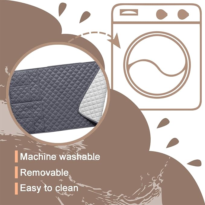 Water-Resistant Sofa Armrest and Headrest Covers with Side Pocket | Keep remotes close quilted polyester helps guard against wear, pet scratches, and kids' messes silicone backing adds grip