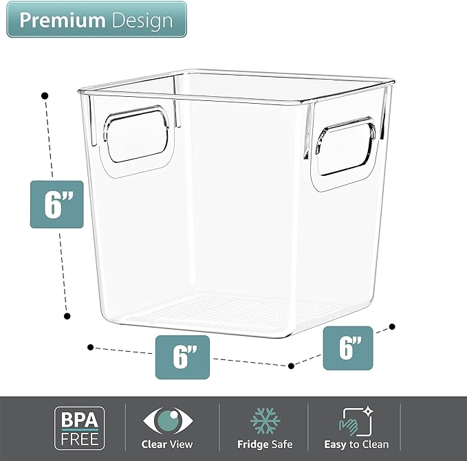 Sorbus Fridge Organizers and Storage, Clear Plastic Bins (Small, 2 Pack)