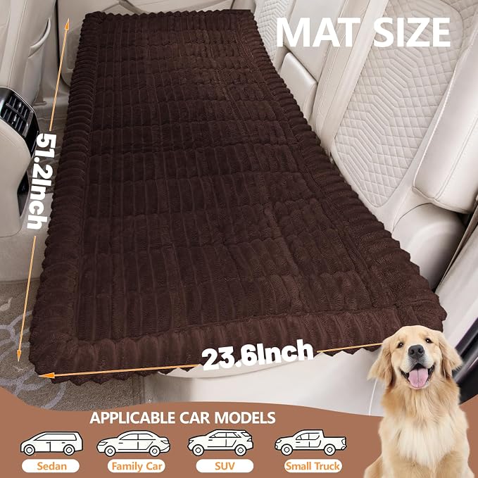 Dog Bed for Car Back Seat, Waterproof Dog Blanket for Car, Dark Brown | Dog Bed for Car, Back Seat Dog Bed, Washable & Non-Slip Travel Pet Mat for For the Back Seat and Trunk, Fits Car, Truck & SUV