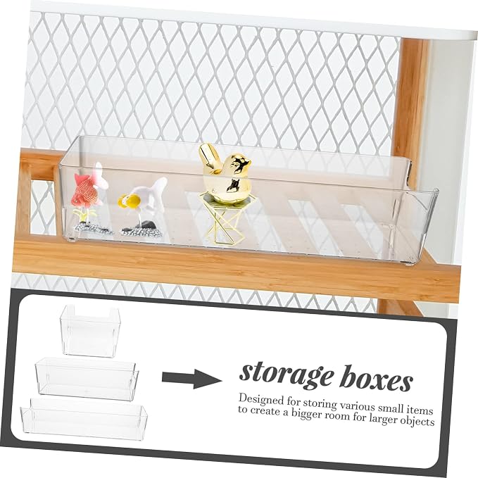 3pcs Pet Plastic Drawer Dividers Bathroom Drawer Organizers for Cosmetics Stackable Storage Bins