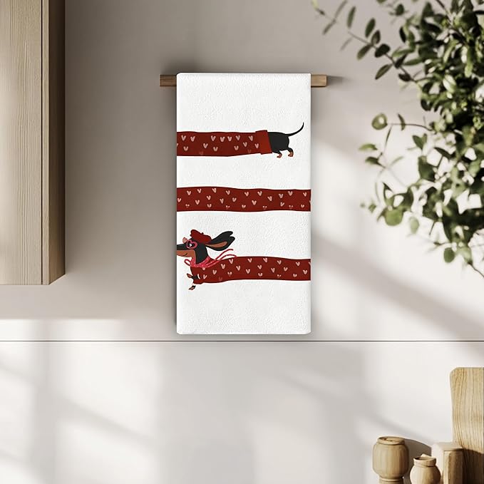 Funny Dachshund Kitchen Towels - Dachshund Dog Gifts for Dog Lovers Women, Cute Wiener Dog Dish Towels Dishcloths for Kitchen Bathroom Decorative 16x24 Inch