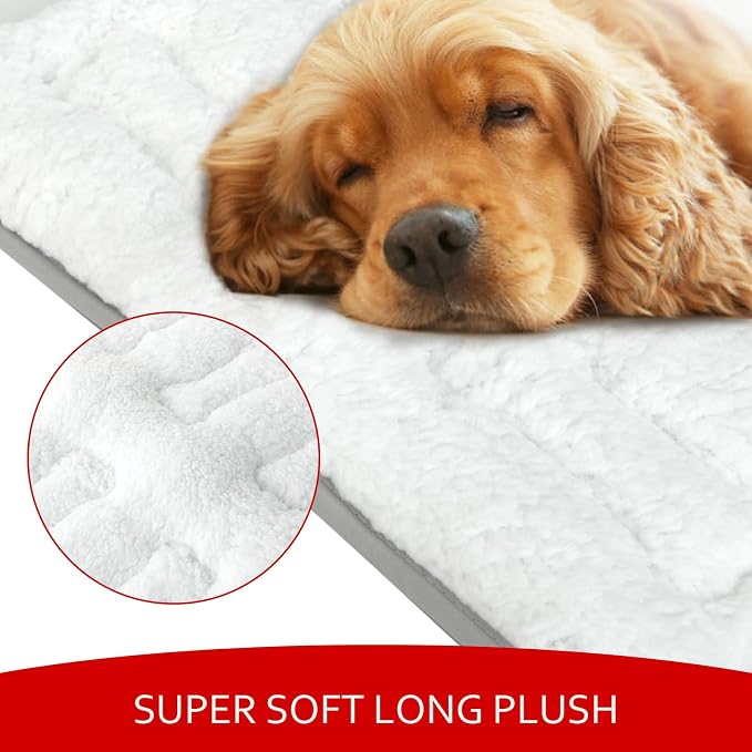 Dog Bed Crate Mat(42" X 28"), Soft Plush Dog Bed Pad | Machine Washable Crate Pad, Dog Sleeping Mat with Anti Slip Bottom