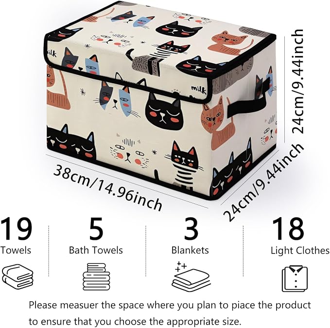 Stackable Storage Bins with Lids,Closet Organizers Fabric Box for Home and Office,Blanket Clothes Organizers,Under Bed Storage Containers 3 Pack