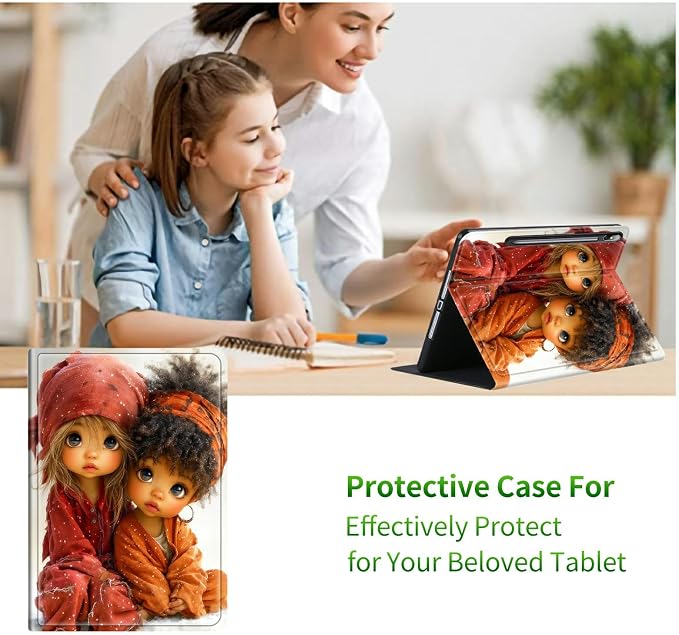 Case for Samsung Tab S10 Ultra/S9 Ultra/S8 Ultra 14.6" 2024/2023/2022 | Slim Leather Smart Cover with Multi-Angle Anti-Slip Stand [Auto Wake/Sleep] Shell for Women Men, Two Little Girls